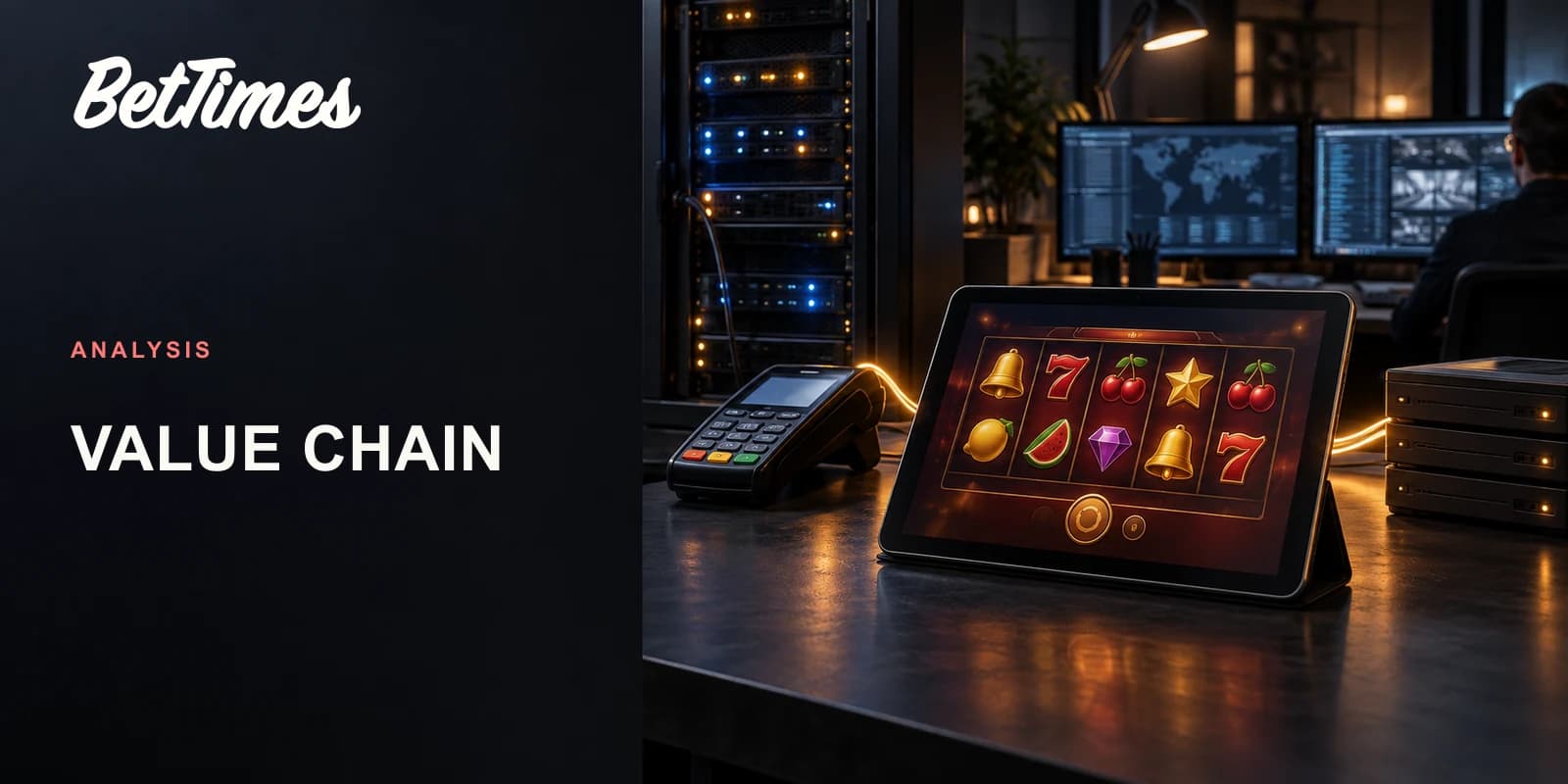 An unbranded slot interface connected with servers, payments and operations equipment.